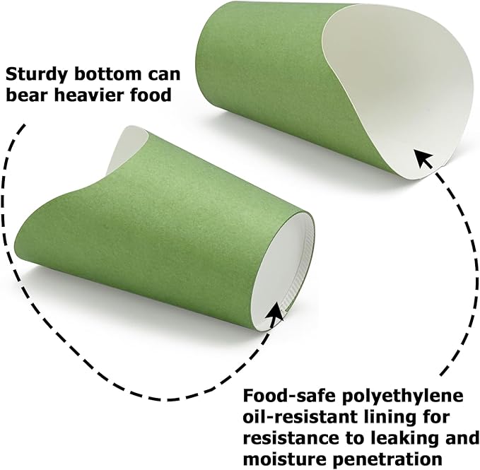 CAMKYDE 100 Pcs French Fries Holder, 12oz Disposable Paper French Fry Cups Sage Green Charcuterie Cups for all Occasions (12oz, Sage Green)