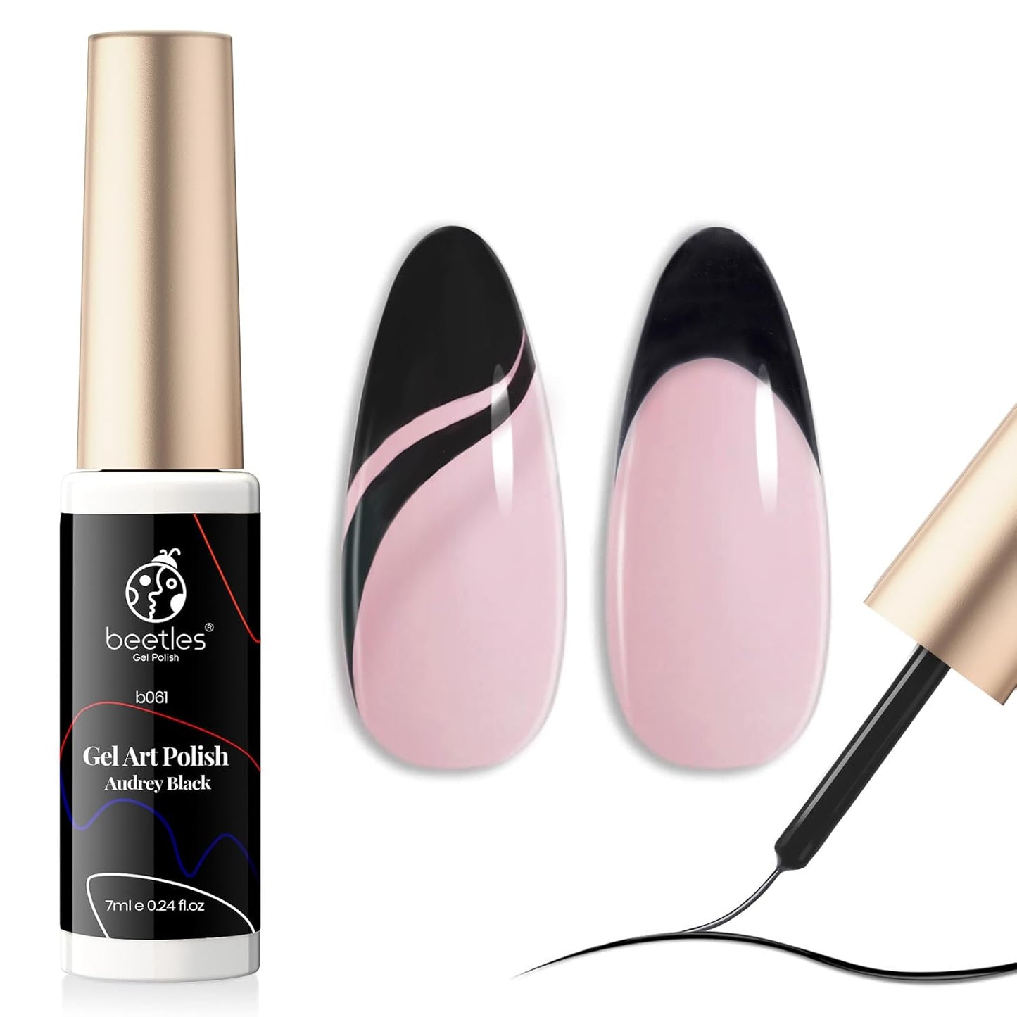 beetles Gel Polish Liner Gel Nail 7ml Classic Black Gel Polish Art Paint for Nails Built,Thin Line Nails Art Brush in Gel Pens UV LED Soak off Comic Nails Manicure DIY Gift for Women-BrightBean Baby