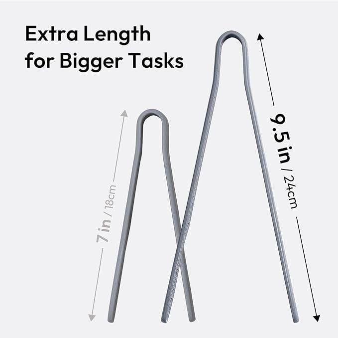 carrotez Silicone Tongs for cooking, Anti-Slip,Non-Scratch kitchen tongs 9.5 Inch 1 Pack - Modern Gray