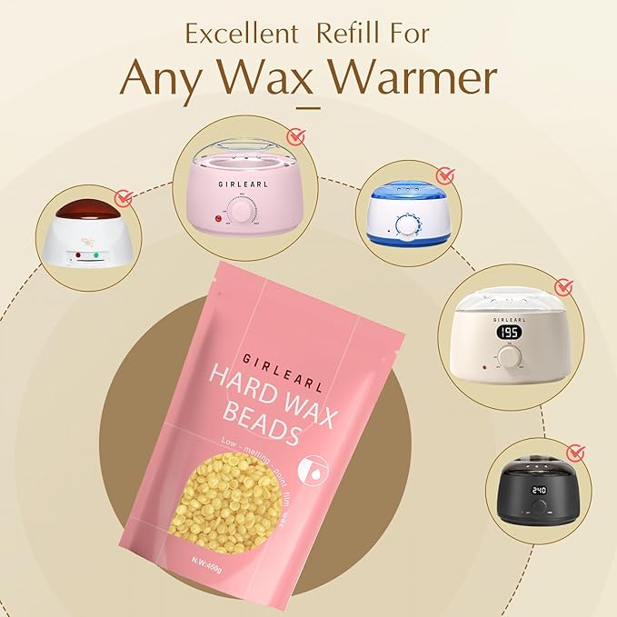 Hard Wax Beads, 1lb Honey Wax Beans for Hair Removal, Hard Wax for Sensitive Skin at Home, Wax Refill Perfect for Brazilian Bikini, Legs, Facial, Eyebrow and Full Body for Women and Men-BrightBean Baby