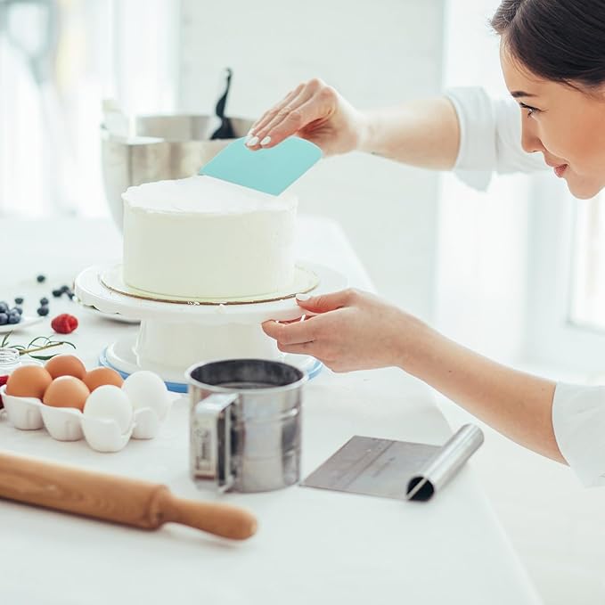 6 Pcs Bench Scraper Dough Scraper, Stainless Steel Scraper/Chopper & Plastic Dough Cutter for Bread Cake Pastry Sourdough