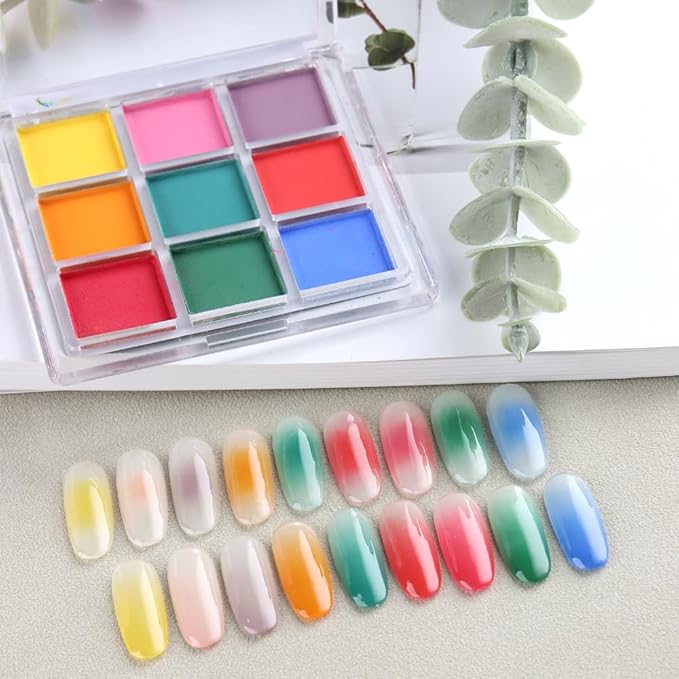 18 Colors Neon Phosphor Solid Pigment Powder Set for Ombre Nails, Fluorescent Nail Pigment Glitter Iridescent Rubbing Dust with Nail Ombre Brush for Gradient Nail Art Manicure DIY Accessories-BrightBean Baby