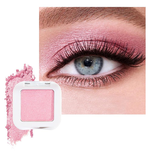 Shimmer Singe Eye Shadow Palette Makeup, Pink Sparkle Shimmer Monochrome Eyeshadow For Old Women, Mini Pressed Pigmented Waterproof Sombras Para Ojos, Vegan, Talc, Paraben & Cruelty Free, 11-BrightBean Baby