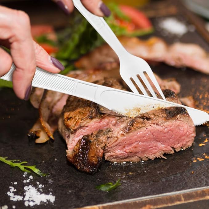 400 pack Extra Heavyweight Disposable White Plastic Knives-Heavy Duty White Cutlery-Utensils, Parties, Dinners, Catering Services, Family Gatherings