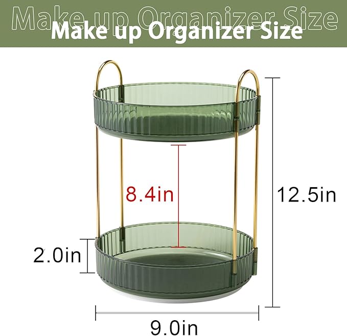 Rotating Makeup Organizer for Vanity, High-Capacity Skincare Clear Make Up Storage Perfume Organizers Cosmetic Dresser Organizer Countertop 360 Spinning (Purple, 3 Tier)-BrightBean Baby