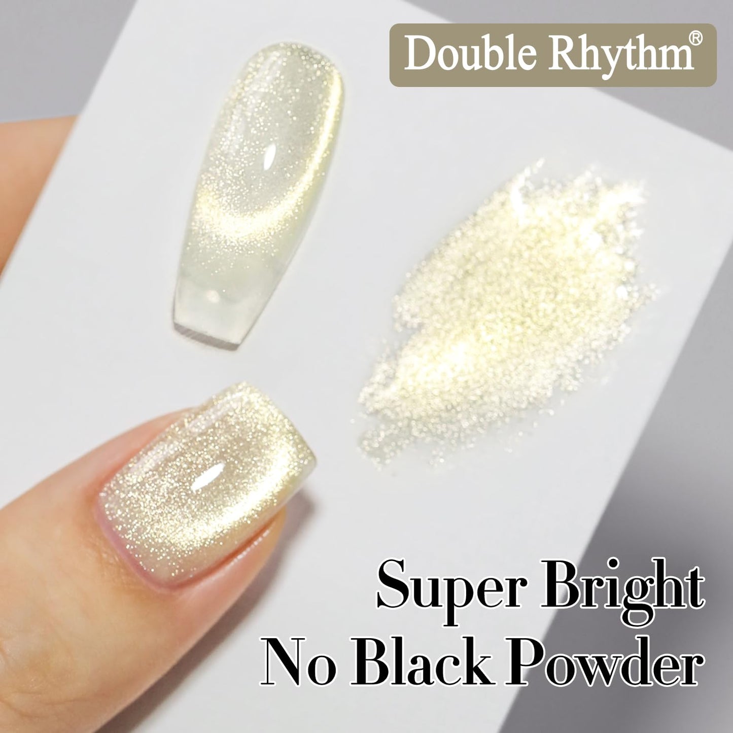 Double Rhythm Cat Eye Gel Polish with Magnet 15ML Ice Glass Holographic Glitter Shimmer Translucent Sheer Color Salon Soak Off Magnetic at Home (Gold-MC1140)-BrightBean Baby
