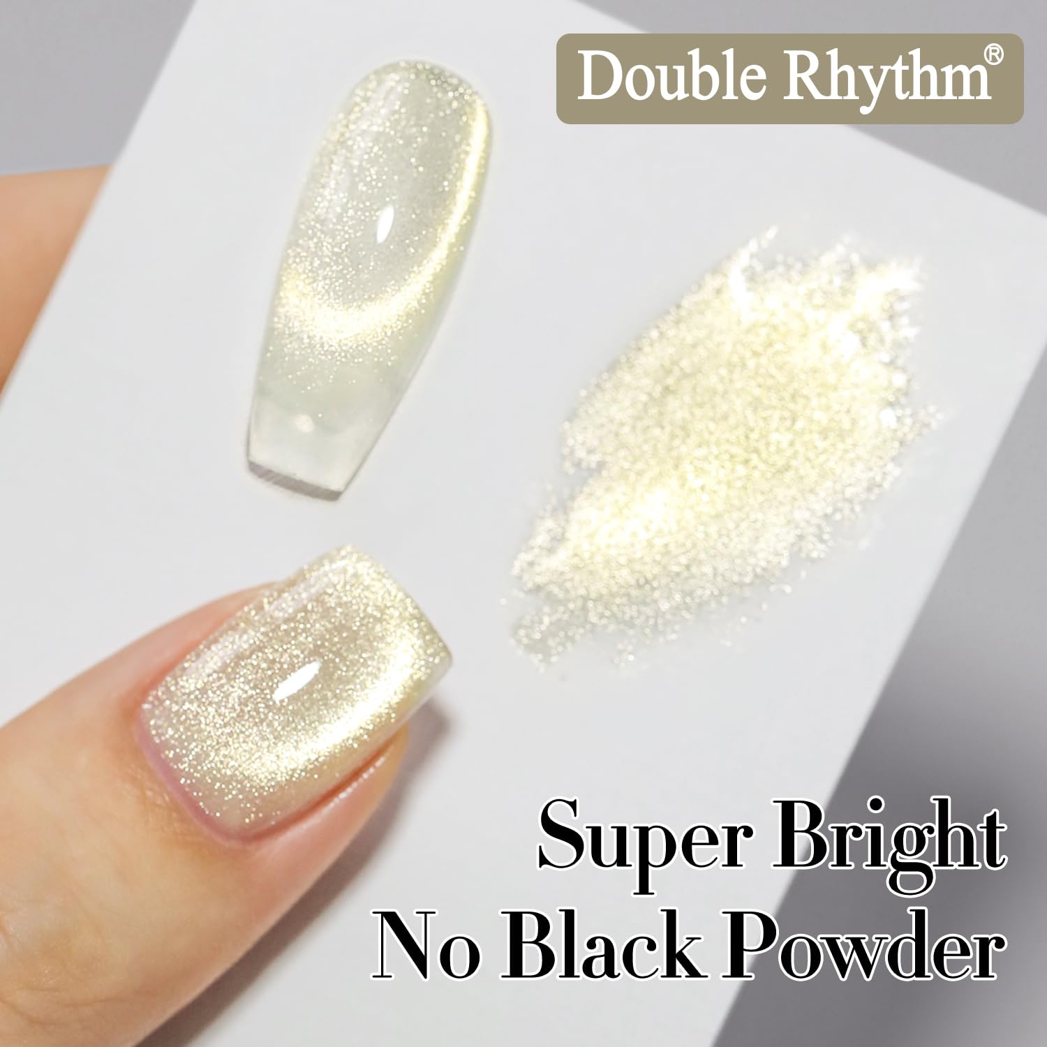Double Rhythm Cat Eye Gel Polish with Magnet 15ML Ice Glass Holographic Glitter Shimmer Translucent Sheer Color Salon Soak Off Magnetic at Home (Gold-MC1140)-BrightBean Baby