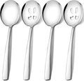 Extra Large Serving Spoons Set 11.7-Inch Serving Slotted Spoon x 2 Serving Spoon x 2, 18/8 Stainless Steel Big Serving Utensil for Buffet, Parties, Catering - Dishwasher Safe(4-Pack, Silver)