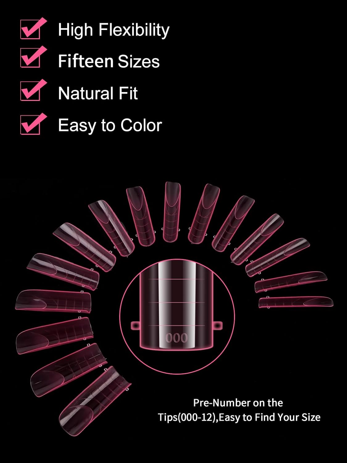 EBANKU Dual Nail Forms for Poly Extension Gel, 150 PCS Pink Nail Molds Reusable 15 Sizes Nail Extension Forms for Builder Gel Manicure Design Salon DIY-BrightBean Baby