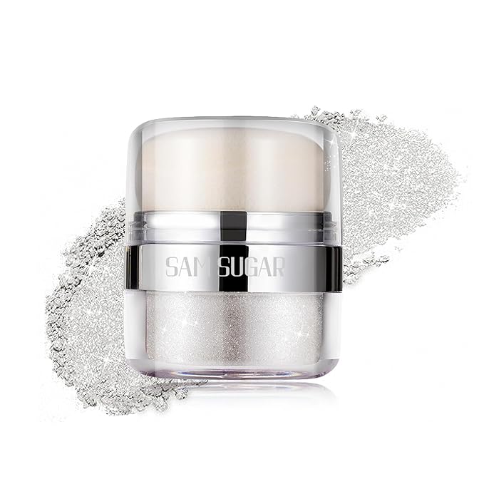 Glitter Body Highlighter Powder Body Shimmer Sparkle Face Brightening Highlighter Powder for Face Eyes Body Glow Makeup With sponge head（03#）-BrightBean Baby