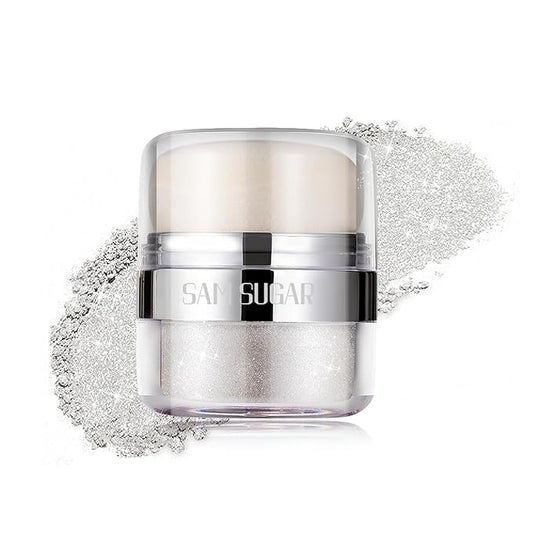 Glitter Body Highlighter Powder Body Shimmer Sparkle Face Brightening Highlighter Powder for Face Eyes Body Glow Makeup With sponge head（03#）-BrightBean Baby