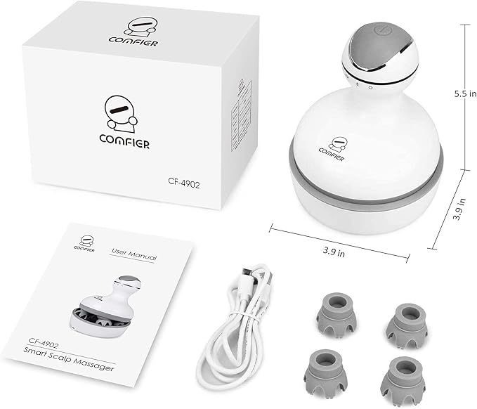 COMFIER Electric Cordless Hair Scalp Massager with Kneading 84 Massage Nodes, Handheld Portable Head Scratcher Massager for Hair Growth, Deep Clean and Stress Relax, Gifts for Men Dad-BrightBean Baby