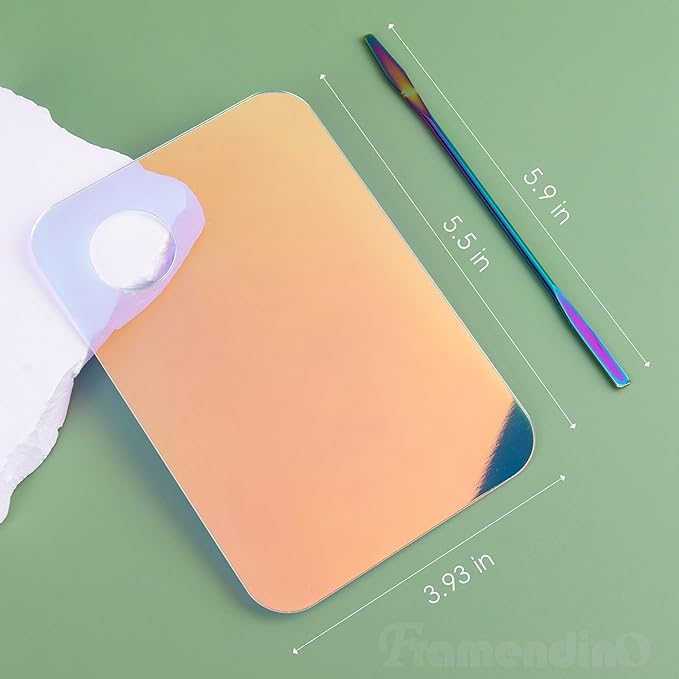Framendino, 4 Pack Acrylic Cosmetic Makeup Palette Tray with 4 Pack Foundation Spatula Makeup Mixing Palette for Foundation Lipsticks Nail Art Beauty Salon-BrightBean Baby