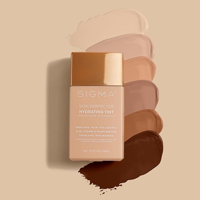 Sigma Beauty Skin Perfector – Hydrating Skin Tint Foundation for Lightweight, Buildable Coverage, With Hyaluronic Acid, Niacinamide Serum, and More (1 Fair Ivory Tint, 1.12oz)-BrightBean Baby