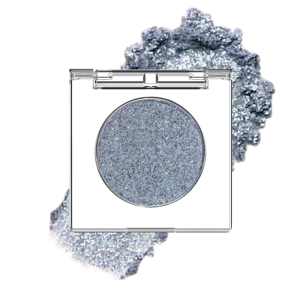 Glitter Shimmer Sparkle Eye Shadow Palette Makeup for Women, Shimmer Blue Glitter Metallic Holographic Iridescent Cream Iridescent Single Monochrome Eyeshadow Makeup-BrightBean Baby
