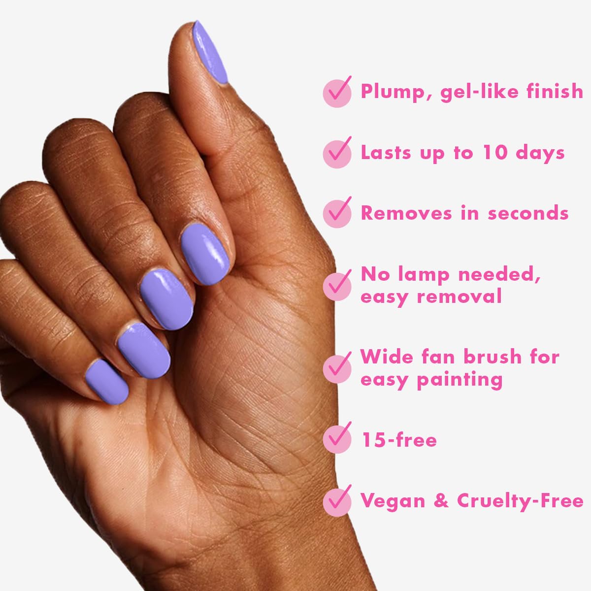 Olive & June Long Lasting Nail Polish | Gel-Like Finish No Lamp Needed | Lasts up to 10 days | Salon-Quality Color at Home |15-Free Vegan Cruelty-Free Chip-Resistant Shine |Bold & Unshaken Bold Purple-BrightBean Baby
