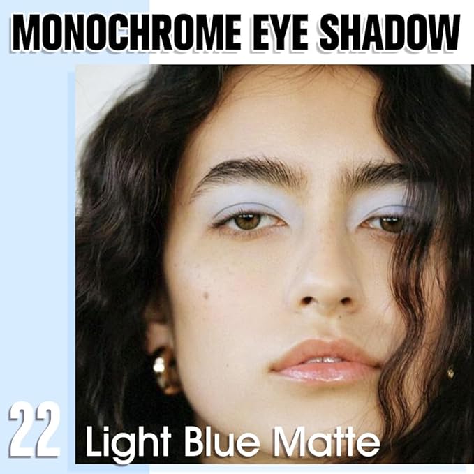 Light Blue White Single Eyeshadow Makeup, Neutral Powde Eye Shadow for Women, Light White Matte Singles Eyeshadow Palette Pigmented Waterproof,sombras para ojos,Girls Monochrome Eyeshadows Gift-BrightBean Baby