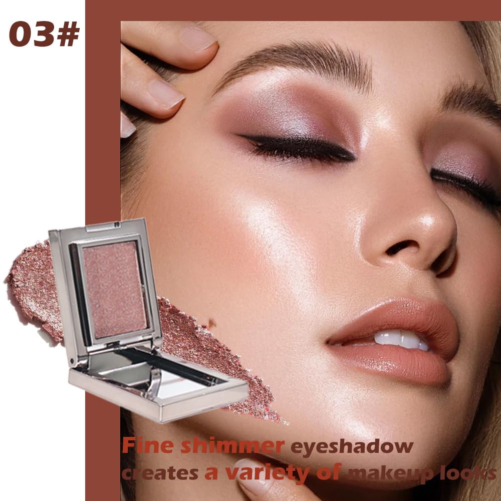 Red Brown Shimmer Single Eye Shadow Palette Makeup with Mirror,Neutral Powder Monochrome Eyeshadow for Older Women,Waterproof Long Lasting Naturing-Looking sombras para ojos-BrightBean Baby