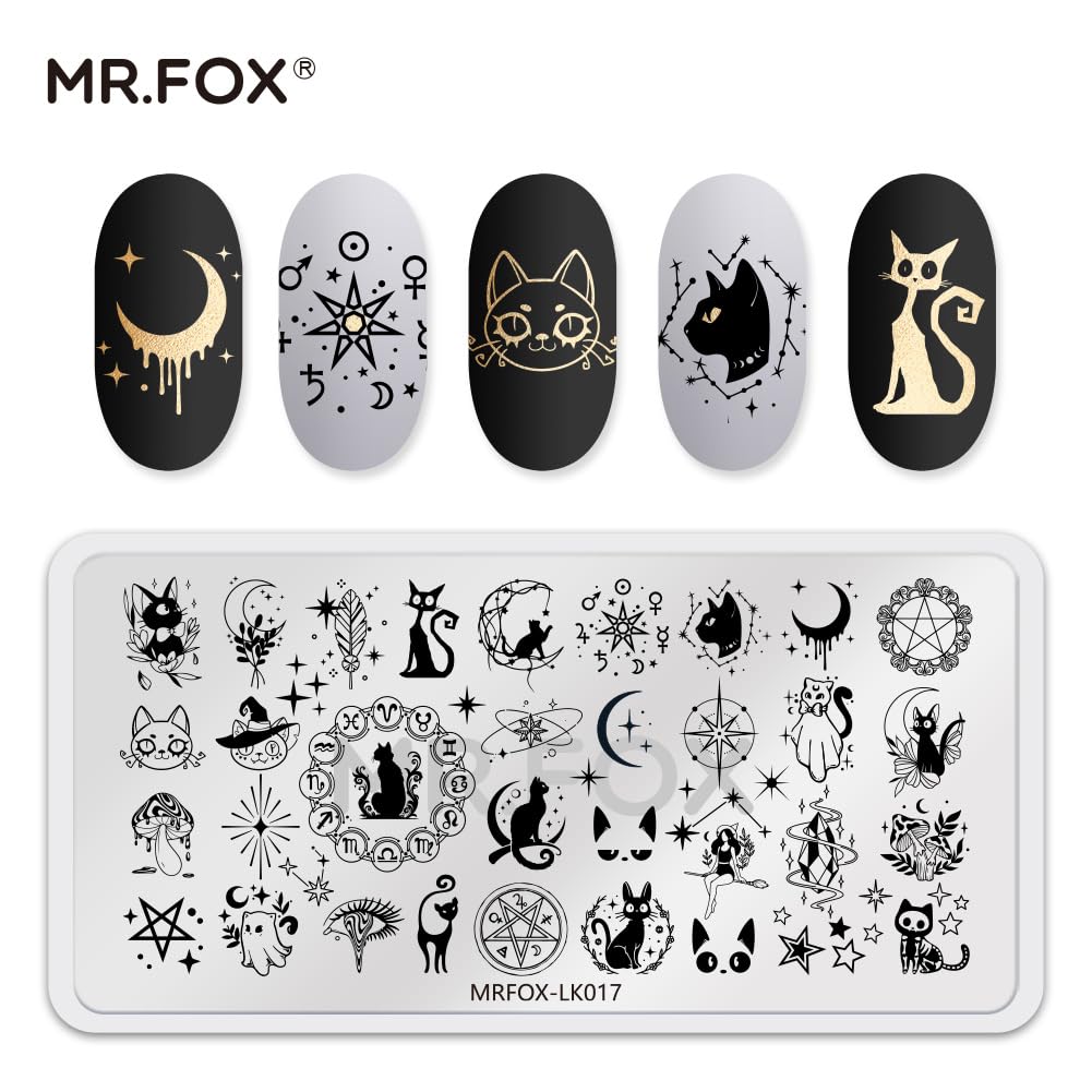 5 Pcs Nail Plates Stamping Set Starry Star Moon Esoteric Elements Nail Art DIY Stamping Template-BrightBean Baby