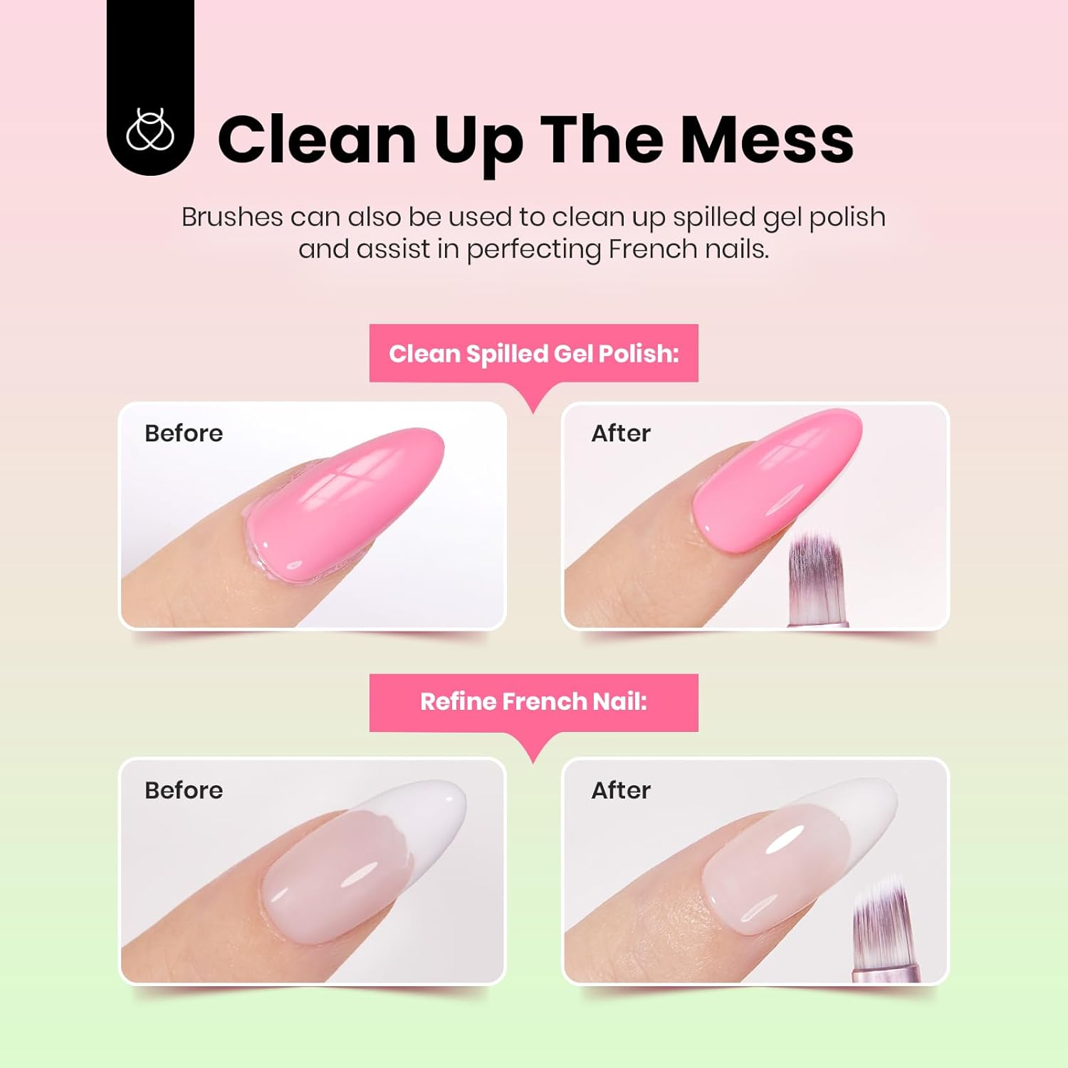 Beetles Gel Polish Nail Art Brushes Set - 6 Pcs Fingernail Art Design Pen, Floral Pattern Handle, Gradient Bristles Nail Brush Set DIY with Palette Dotting Manicure Tool Kit-BrightBean Baby