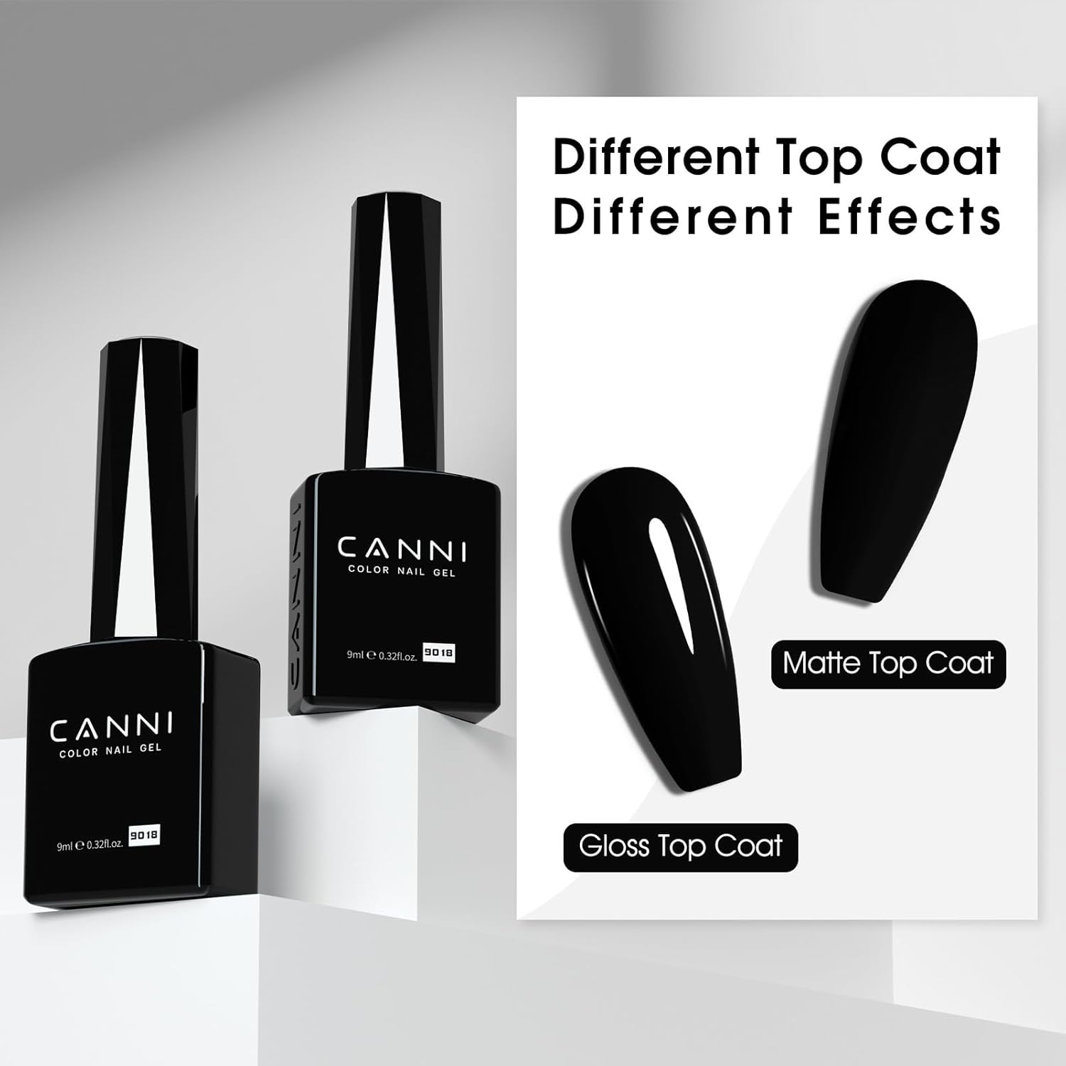 CANNI Black Gel Nail Polish, 1Pcs Pure Black Color High Gloss Soak Off UV Gel Polish Nail French Manicure Salon DIY-BrightBean Baby