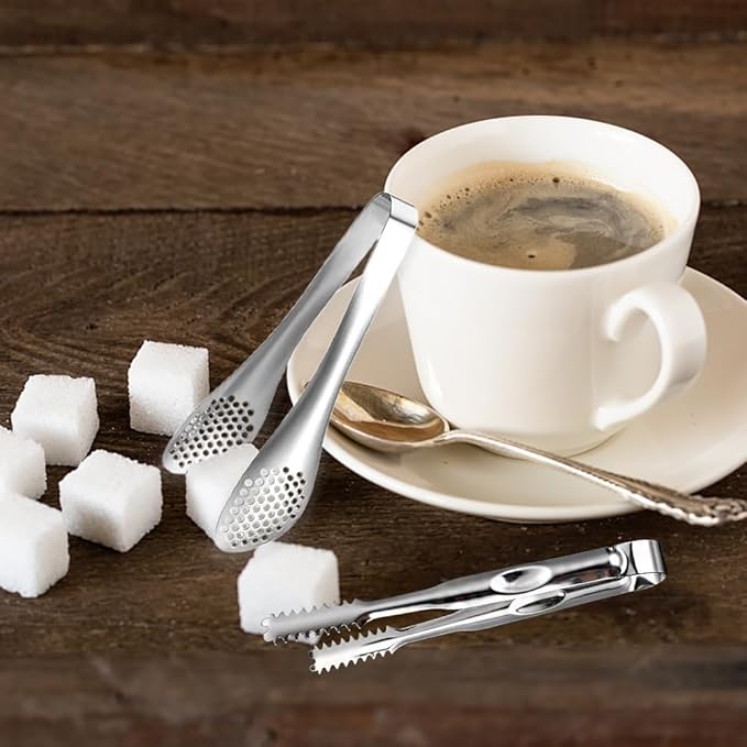 12-Piece Mini Stainless Steel Salad Tongs - 5 Inch Small Tongs for Serving Food, Mini Serving Utensils for Appetizers, Party, Coffee, Desserts (Silver)