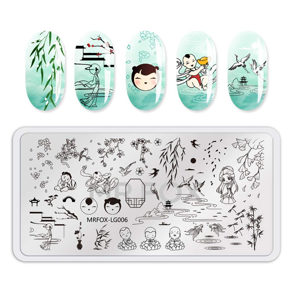 MR.FOX Nail Board Set - Chinese, Republic, Ancient Style Wedding Theme Pattern - Bubble Republic Style Art DIY Hot Stamping Template-BrightBean Baby