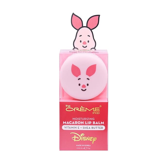 The Crème Shop x Disney Macaron Lip Balm Winnie The Pooh Lemon Honeycomb Crème Korean Scented Pocket Portable Vitamin E Shea Butter (Piglet (Rosy Watermelon))-BrightBean Baby