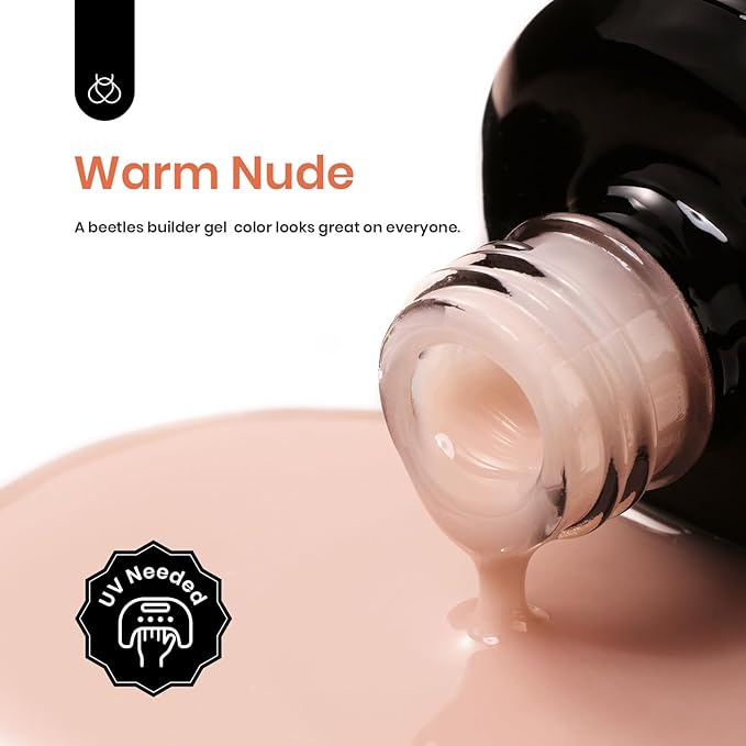 Beetles Builder Gel 7 in 1 Strengthener Gel Nail Polish Nude Color Jelly Beige for Nail Apex and Extension Cover Building Nail Salon DIY Manicure Design-BrightBean Baby