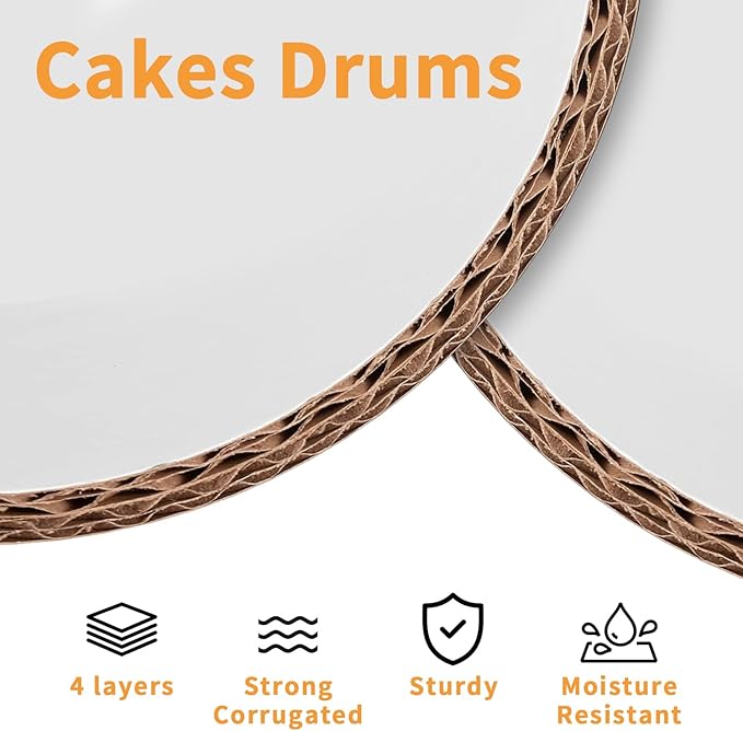 10 Packs Cake Boards 10 Inch Round - Sturdy 1/2" Thick Cake Drum, Cake Base Sturdy Multiple Layers of Corrugated Cardboard for Heavy or Multi Layer Cakes, Pastry, Display (10inch/10pcs)