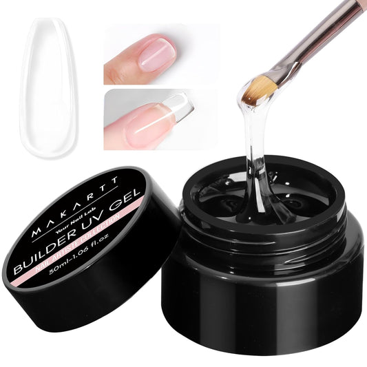 Makartt Clear Gel Builder: Nail Extension, Strong, Self-Levelling, Long Lasting for Strengthener Sculpture Broken Nails Repair Protection, UV LED Lamp Cure Required, Home Salon DIY Manicure 1.06 oz-BrightBean Baby