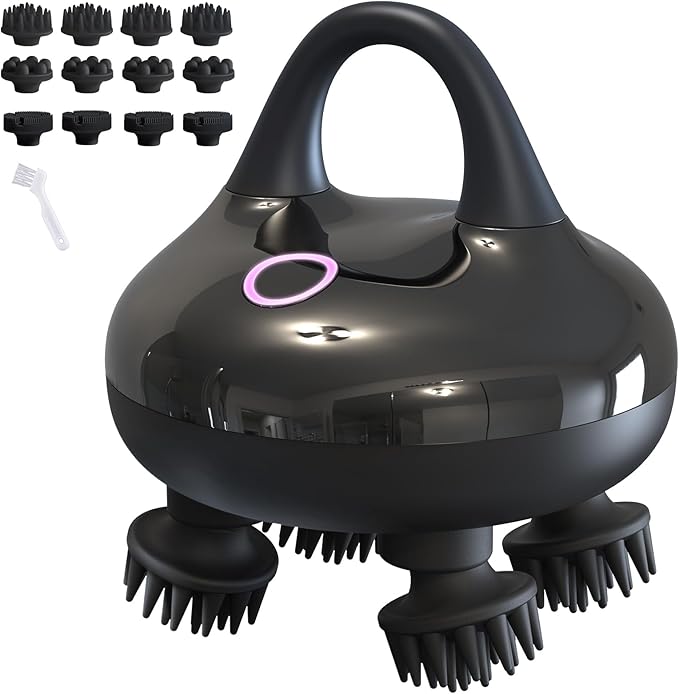 arboleaf Electric Scalp Massager Kneading Head Massager Scalp Stress Relax, Portable 6 in 1 Hair Massage with 12 Removable Massage Claws, Recharagable Head Stratcher, Gift for Mom Dad-BrightBean Baby