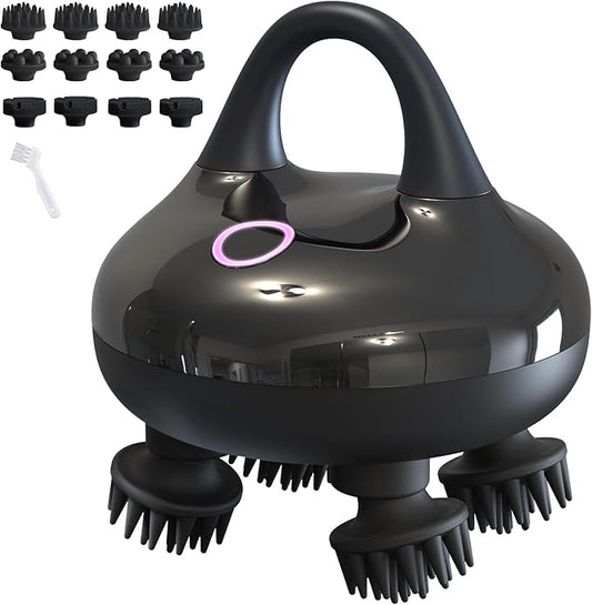 arboleaf Electric Scalp Massager Kneading Head Massager Scalp Stress Relax, Portable 6 in 1 Hair Massage with 12 Removable Massage Claws, Recharagable Head Stratcher, Gift for Mom Dad-BrightBean Baby