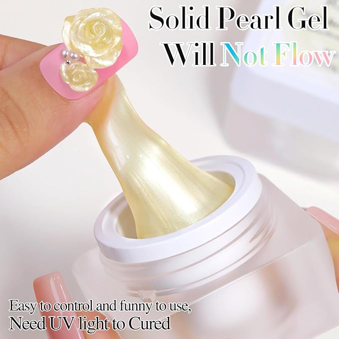 Double Rhythm 3D Nail Gel Pearl Solid Sculpting for Nail Art Non-Sticky Hard for Building Carving Molding Extension Soak Off UV/LED Nail Art Salon Home DIY 0.5 Oz (Yellow-Silk 07)-BrightBean Baby