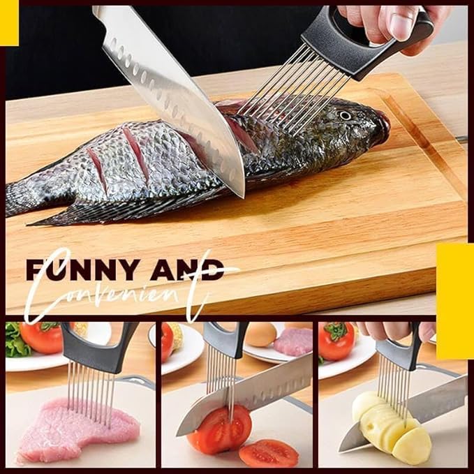 Ultra Onion Slice Holder, Stainless Steel Holder for Slicing Meat, Onion, Potato, Tomato - 2 Pack