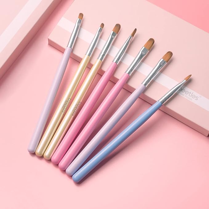 Beetles Gel Nail Brush, 7Pcs Nail Art Brushes, Nail Art Tips Nail Brushes for Nail Art Nail Painting Brush Pen Set for Home and Salon Use Decoration-BrightBean Baby