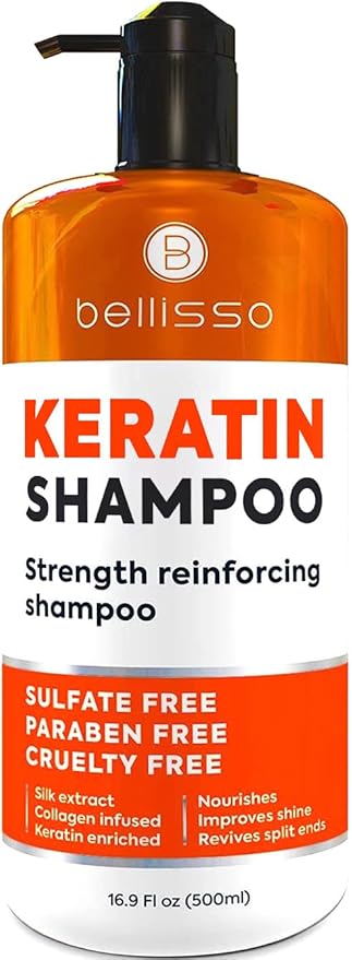 Keratin Enriched Shampoo - Sulfate and Paraben Free - Anti Frizz Treatment for Women and Men – Professional Salon Grade Repair Formula with Silk Protein for Dry, Frizzy Damaged and Color Treated Hair-BrightBean Baby
