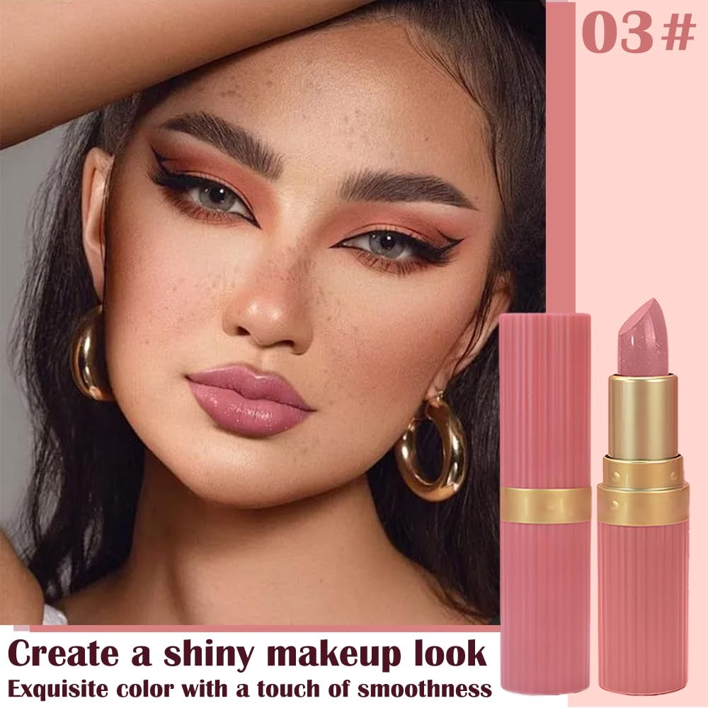 Pink Purple Metallic Lipstick for Women,Lightweight Shimmer Frosted Lipstick,Glitter Lip Gloss Stain Long Lasting Waterproof Smudge Proof 24 Hour Full Coverage Lip Makeup,Vegan-BrightBean Baby