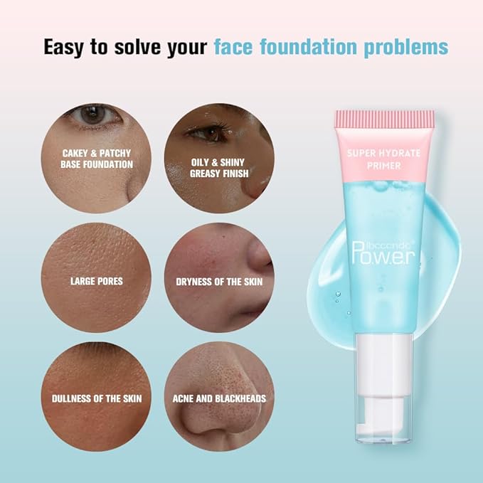 AKARY Gel-Based & Hydrating Face Primer For Smoothing Skin & Gripping Makeup With Hyaluronic Acid, Long-Wear Foundation Face Primer for Oil Control, Pores Fine Lines Minimizer, 0.81 Fl Oz, 01 Clear-BrightBean Baby