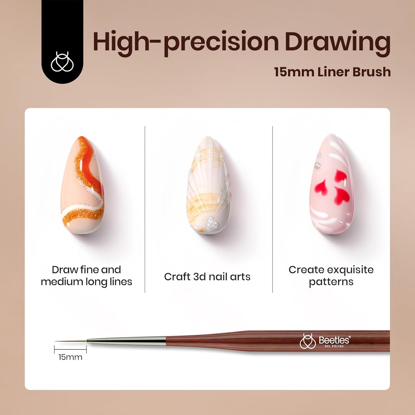 Beetles Nail Art Brushes Set, 6 PCS Multifunctional Nail Brushes for Nail Art Wooden Liner Brush Nail Drawing Pen Nail Art Tools with Nail Brush Holder&Palette for Nail Art Design-BrightBean Baby