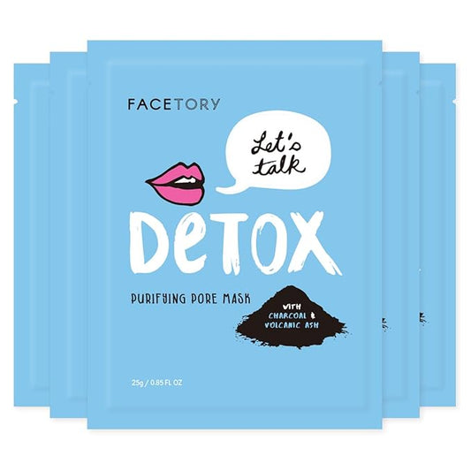 FACETORY K Beauty Face Mask Skin Care - LET'S TALK DETOX PURIFYING Sheet Mask with Charcoal & Volcanic Ash | Pore Refining Charcoal Face Mask (5 Pack)-BrightBean Baby