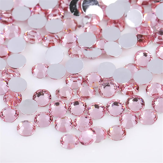 3000 Pieces SS6 2mm Flatback Rhinestones Clear Glass Round Gems Crystals for Nail Art DIY Crafts Clothes Shoes Bags （Light Pink）-BrightBean Baby