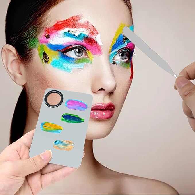 Honbay 1PCS Stainless Steel Makeup Spatula and 1PCS Makeup Mixing Palette with PU Leather Cover for Cosmetic Foundation Pigment Blending-BrightBean Baby
