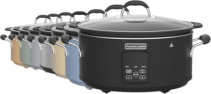 HOMECOOKIN Slow Cooker, Extra Large 10 Quart Digital Programmable Slow Cookers with Timer, Dishwasher Safe Glass Lid & Crock, Kitchen Appliance for Families and Gatherings, Blue