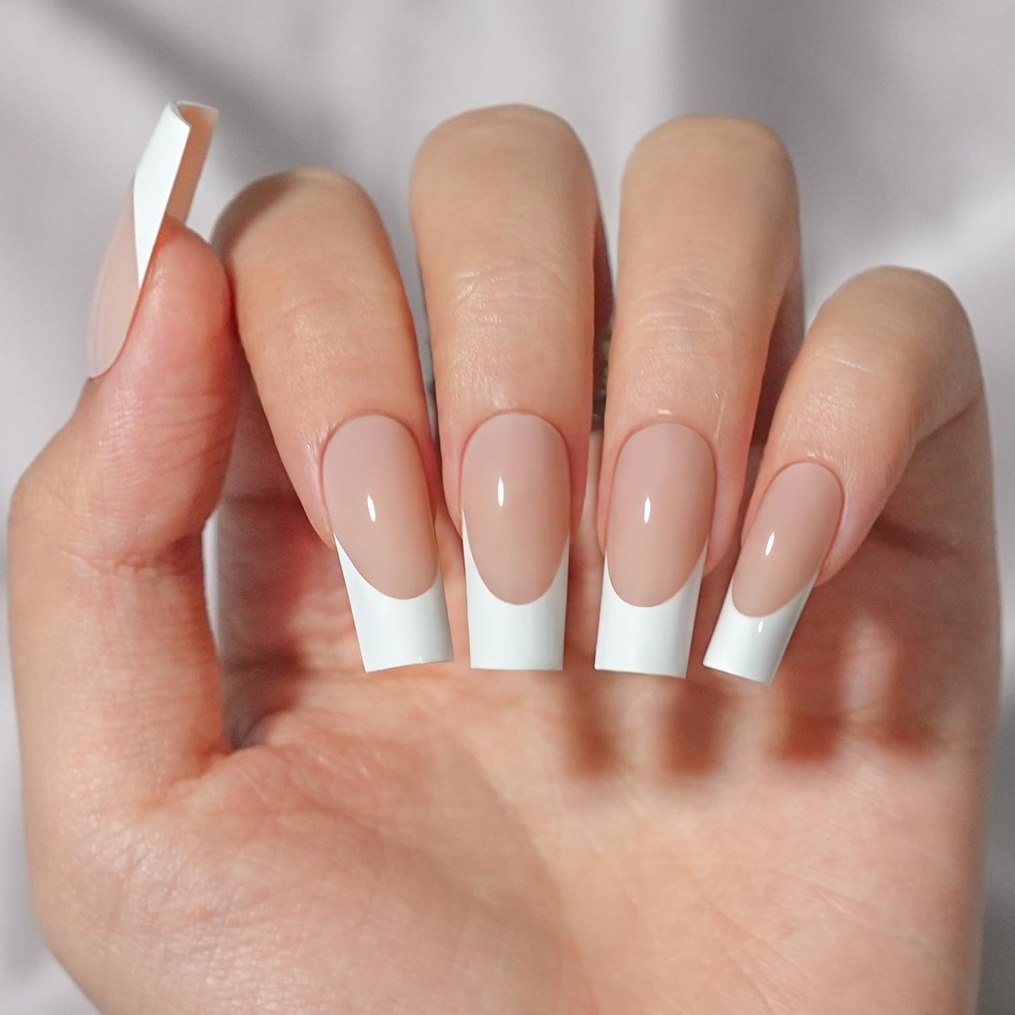 French Gel Nail Tips - Jofay Fashion French Tip Press on Nails 10-Piece Set 320Pcs, 3 in 1 Nude long Square Nail Tips, No Need to File Acrylic Fake Nails for Nail Art DIY & Nail Extension, 16 Sizes-BrightBean Baby