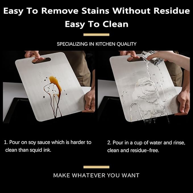 Titanium Cutting Board Set of 3,100% Pure Titanium Cutting Boards for Kitchen Double Sided,Hygiene Durable Dishwasher,Fruit & Vegetables （3P-S)