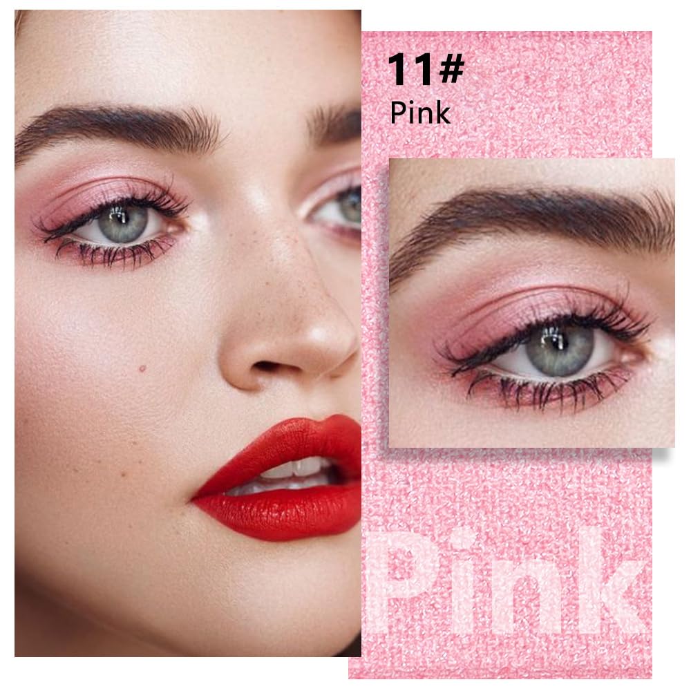 Shimmer Singe Eye Shadow Palette Makeup, Pink Sparkle Shimmer Monochrome Eyeshadow For Old Women, Mini Pressed Pigmented Waterproof Sombras Para Ojos, Vegan, Talc, Paraben & Cruelty Free, 11-BrightBean Baby