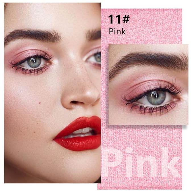 evpct Pink Single Eyeshadow Palette, Bright Light Pink Rose Glitter Shimmer Sparkle Cream Eye Shadow Palette Makeup for Older Women, High Pigment Waterproof Monochrome Mini Eyeshadow Makeup Products-BrightBean Baby