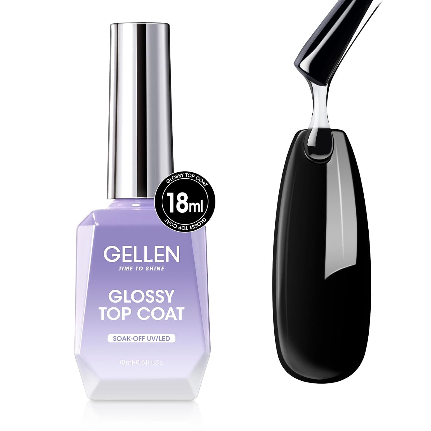 GELLEN Gel Top Coat Nail Polish- 18ml No Wipe Top Coat Gel Polish, High Gloss Shiny Long Lasting, Soak Off Nail Lamp for Home DIY and Nail Salon-BrightBean Baby