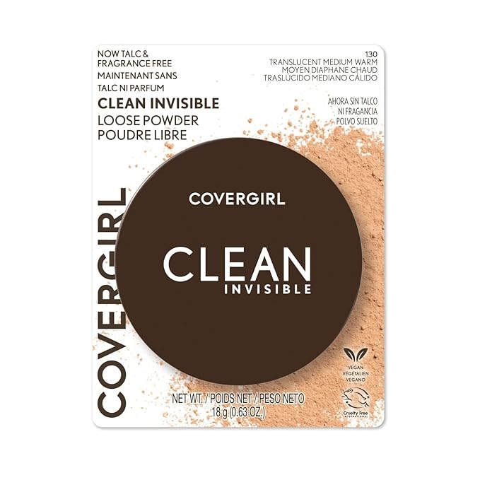 COVERGIRL Clean Invisible Loose Powder - Loose Powder, Setting Powder, Vegan Formula - Translucent Medium Warm, 18 g (0.63 OZ)-BrightBean Baby